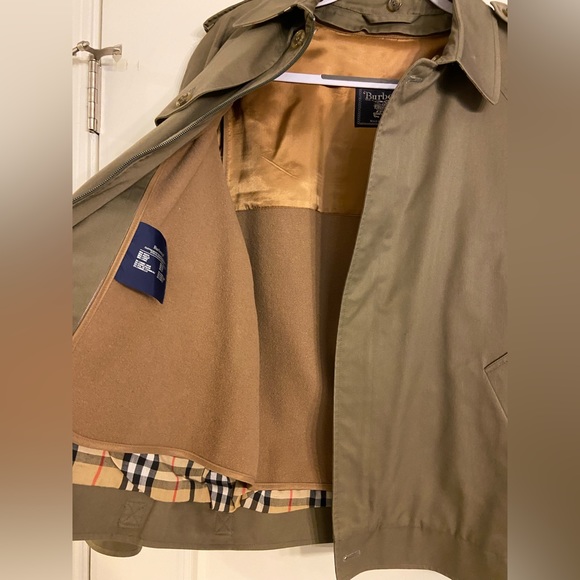 Vintage Burberry London Utility Jacket Full Zip Olive Green Linen Womens… - Picture 7 of 15